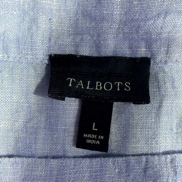 Talbots Light Blue Square Neck Embroidered Linen Top Size L Coastalprep - Picture 6 of 8